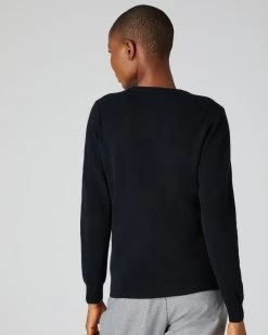 Women's Phoebe V Neck Cashmere Jumper Black -Cozy Fashion Shop AW21 NPW001800B BLK 4