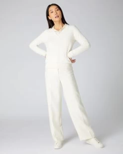 Women's Phoebe V Neck Cashmere Jumper New Ivory White -Cozy Fashion Shop AW21 NPW001800B N68 3