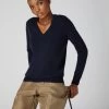 Women's Phoebe V Neck Cashmere Jumper Navy Blue -Cozy Fashion Shop AW21 NPW001800B NVY 1