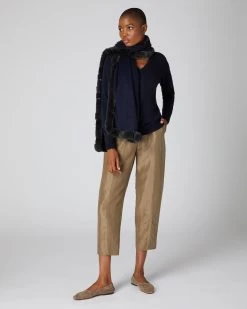 Women's Phoebe V Neck Cashmere Jumper Navy Blue -Cozy Fashion Shop AW21 NPW001800B NVY 3