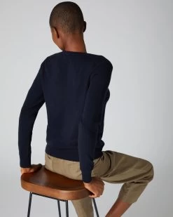 Women's Phoebe V Neck Cashmere Jumper Navy Blue -Cozy Fashion Shop AW21 NPW001800B NVY 4