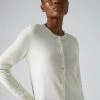 Women's Olivia Round Neck Cashmere Cardigan New Ivory White