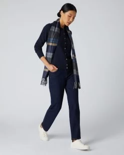 Women's Olivia Round Neck Cashmere Cardigan Navy Blue -Cozy Fashion Shop AW21 NPW001802B NVY 3