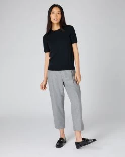 Women's Milly Classic Cashmere T Shirt Black 9 Women's Milly Classic Cashmere T Shirt Black -Cozy Fashion Shop AW21 NPW001803C BLK 3