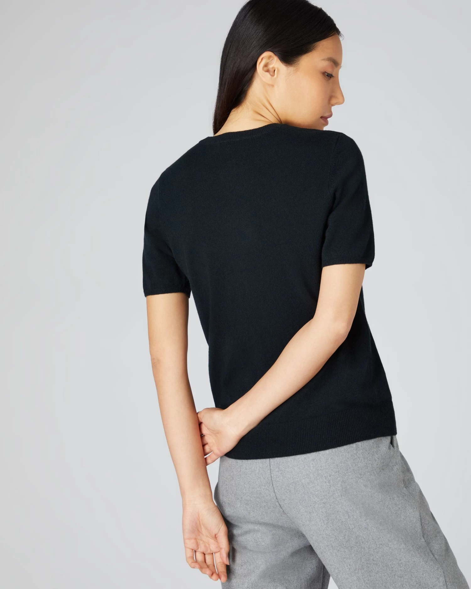 Women's Milly Classic Cashmere T Shirt Black 6 Women's Milly Classic Cashmere T Shirt Black - Image 4