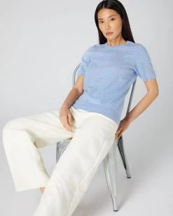 Women's Milly Classic Cashmere T Shirt Cornflower Blue