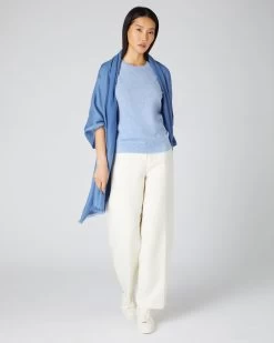 Women's Milly Classic Cashmere T Shirt Cornflower Blue -Cozy Fashion Shop AW21 NPW001803C C31 3