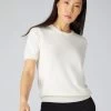 Women's Milly Classic Cashmere T Shirt New Ivory White -Cozy Fashion Shop AW21 NPW001803C N68 1