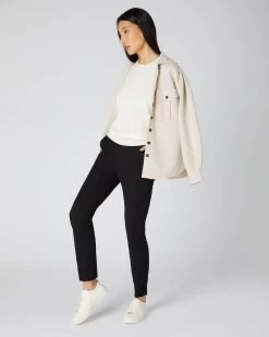 Women's Milly Classic Cashmere T Shirt New Ivory White -Cozy Fashion Shop AW21 NPW001803C N68 3