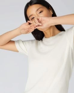 Women's Milly Classic Cashmere T Shirt New Ivory White -Cozy Fashion Shop AW21 NPW001803C N68 5