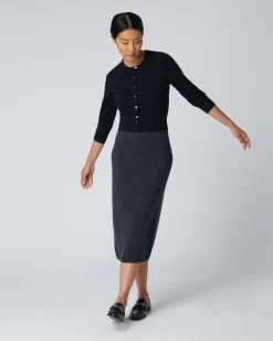 Women's Ivy Cropped Cashmere Cardigan Black -Cozy Fashion Shop AW21 NPW001830B BLK 3