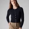 Women's Ivy Cropped Cashmere Cardigan Navy Blue 1 Women's Ivy Cropped Cashmere Cardigan Navy Blue -Cozy Fashion Shop AW21 NPW001830B N60 1