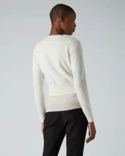 Women's Ivy Cropped Cashmere Cardigan New Ivory White -Cozy Fashion Shop AW21 NPW001830B N68 4