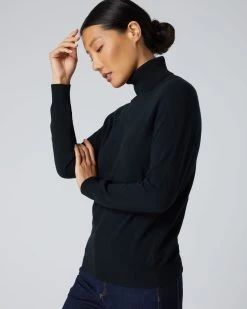Women's Luna Roll Neck Cashmere Jumper Black