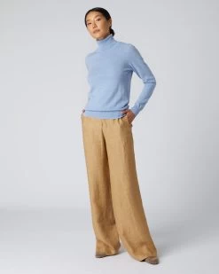 Women's Luna Roll Neck Cashmere Jumper Cornflower Blue -Cozy Fashion Shop AW21 NPW001867 C31 3