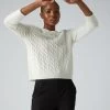 Women's Emilia Cable Round Neck Cashmere Jumper New Ivory White -Cozy Fashion Shop AW21 NPW002085 N68 1