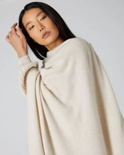 Women's Lily Lightweight Cape Ecru White 11 Women's Lily Lightweight Cape Ecru White -Cozy Fashion Shop AW21 NPW107579 E34 5