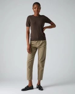 007 Round Neck Cashmere T Shirt Moorland Brown -Cozy Fashion Shop AW21 NPW1803JB M07 3