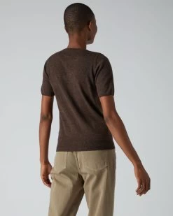 007 Round Neck Cashmere T Shirt Moorland Brown -Cozy Fashion Shop AW21 NPW1803JB M07 4