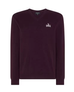 007 Logo V Neck Cashmere Jumper Plum Purple -Cozy Fashion Shop AW22 NPG000106JB P36 2