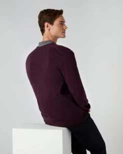 007 Logo V Neck Cashmere Jumper Plum Purple -Cozy Fashion Shop AW22 NPG000106JB P36 4