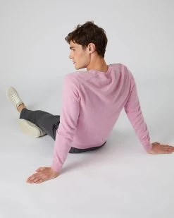 Men's Burlington V Neck Cashmere Jumper Flamingo Pink -Cozy Fashion Shop AW22 NPG000106 FLP 4