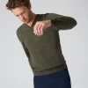 Men's Burlington V Neck Cashmere Jumper Moss Green