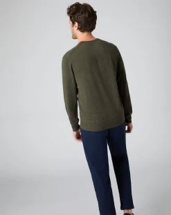 Men's Burlington V Neck Cashmere Jumper Moss Green 10 Men's Burlington V Neck Cashmere Jumper Moss Green -Cozy Fashion Shop AW22 NPG000106 MOG 4