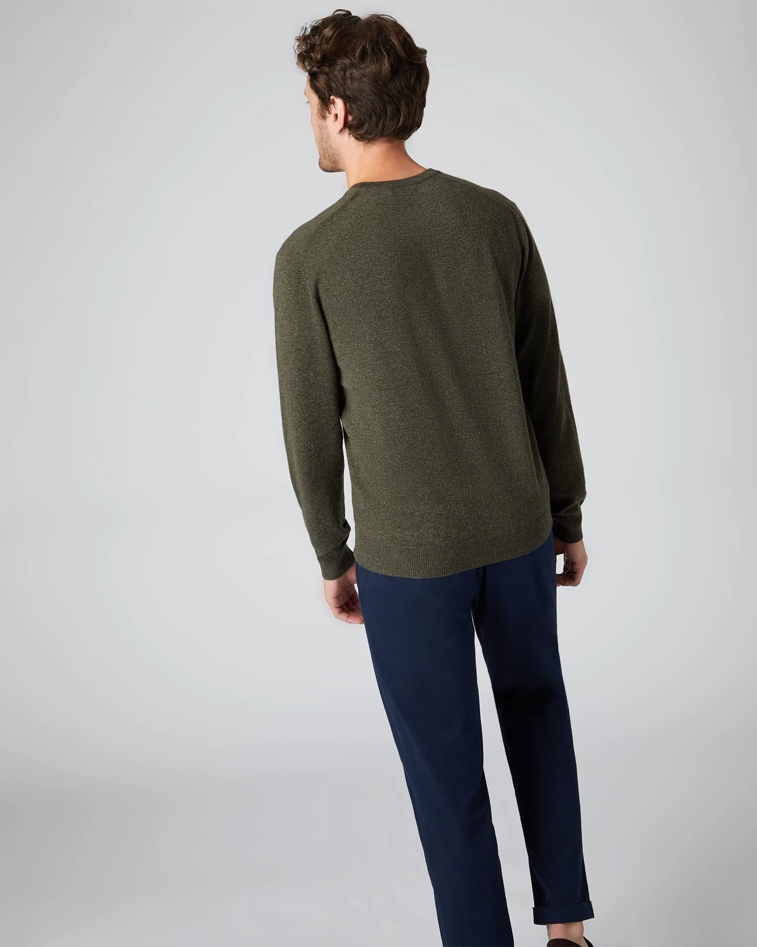 Men's Burlington V Neck Cashmere Jumper Moss Green 6 Men's Burlington V Neck Cashmere Jumper Moss Green - Image 4