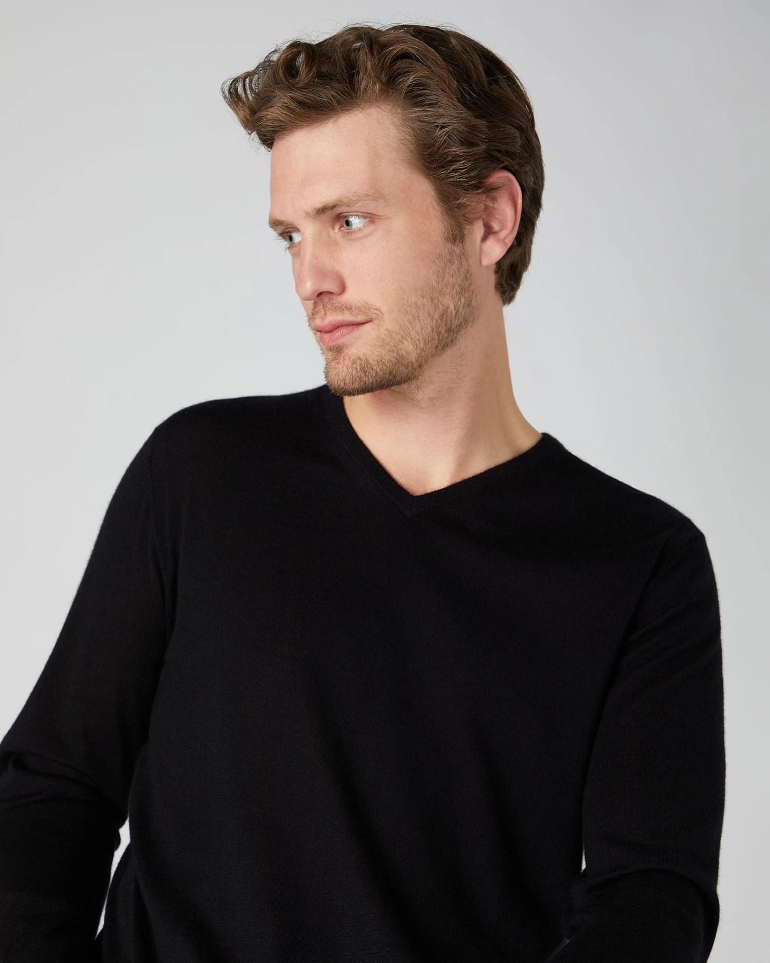 Men's Conduit Fine Gauge Cashmere Jumper Black 7 Men's Conduit Fine Gauge Cashmere Jumper Black - Image 5