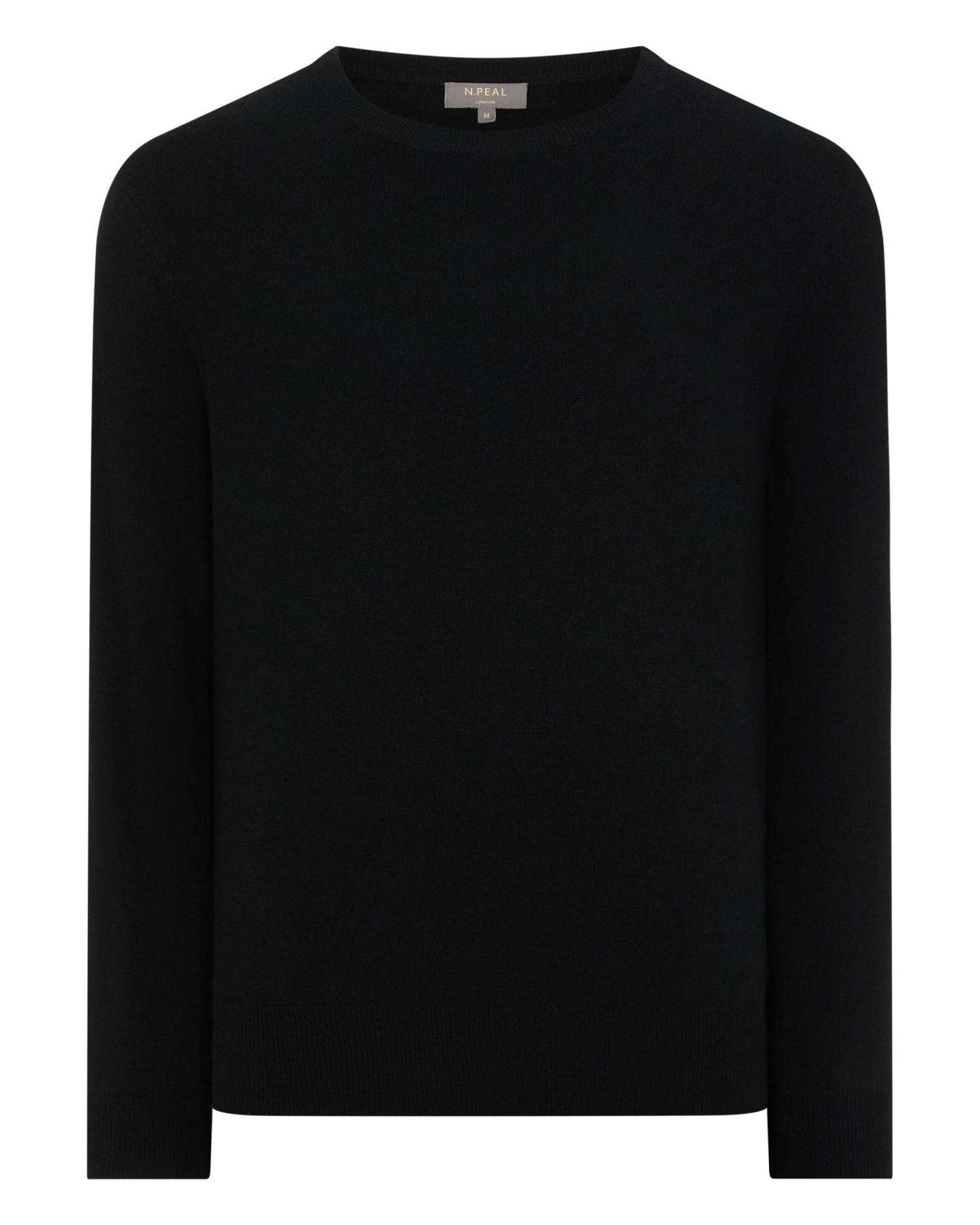Men's Oxford Round Neck Cashmere Jumper Black 4 Men's Oxford Round Neck Cashmere Jumper Black - Image 2