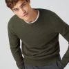 Men's Oxford Round Neck Cashmere Jumper Moss Green