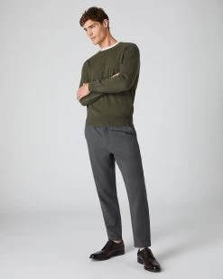 Men's Oxford Round Neck Cashmere Jumper Moss Green -Cozy Fashion Shop AW22 NPG000132R MOG 3