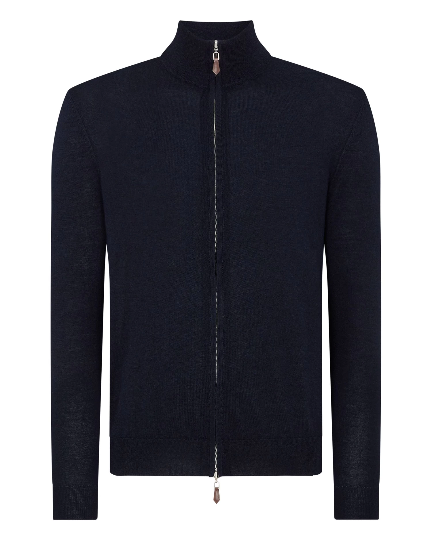 Men's Hyde Fine Gauge Cashmere Full Zip Jumper Navy Blue 4 Men's Hyde Fine Gauge Cashmere Full Zip Jumper Navy Blue - Image 2