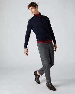 Men's Hyde Fine Gauge Cashmere Full Zip Jumper Navy Blue 9 Men's Hyde Fine Gauge Cashmere Full Zip Jumper Navy Blue -Cozy Fashion Shop AW22 NPG000211RC NVY 3