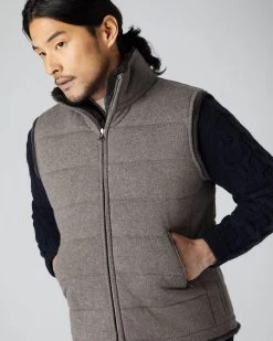 Men's Vermont Fur Lined Gilet Taupe Brown -Cozy Fashion Shop AW22 NPG000219E TDB 1