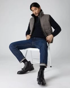 Men's Vermont Fur Lined Gilet Taupe Brown -Cozy Fashion Shop AW22 NPG000219E TDB 3