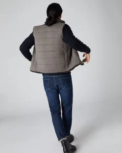 Men's Vermont Fur Lined Gilet Taupe Brown -Cozy Fashion Shop AW22 NPG000219E TDB 4