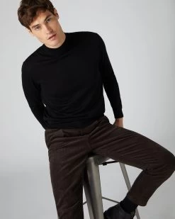 Men's Fine Gauge Cashmere Mock Turtle Neck Jumper Black