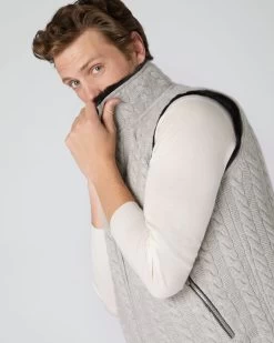 Men's Dolomiti Cable Fur Gilet Fumo Grey -Cozy Fashion Shop AW22 NPG000453 F40 5