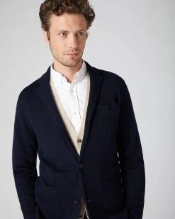 Men's Marlborough Fine Gauge Cashmere Jacket Navy Blue -Cozy Fashion Shop AW22 NPG000460B NVY 5