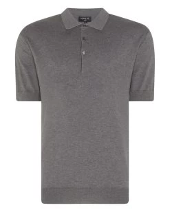 007 Short Sleeve Cotton Cashmere Collared Polo T Shirt Smoke Grey -Cozy Fashion Shop AW22 NPG000529JB SMG 2