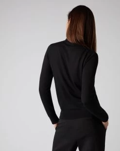 Women's Margot Superfine Cashmere Roll Neck Jumper Black 10 Women's Margot Superfine Cashmere Roll Neck Jumper Black -Cozy Fashion Shop AW22 NPW000866R BLK 4