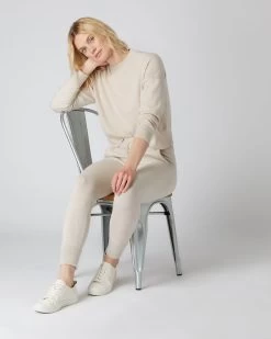 Women's Tabitha Plain Cashmere Lounge Trousers Ecru White -Cozy Fashion Shop AW22 NPW001651D E01 3 2e48075a 8493 4f03 9b84 af9bb56a21eb