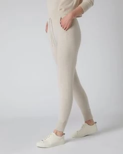 Women's Tabitha Plain Cashmere Lounge Trousers Ecru White