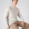 Men's Thames Cable Round Neck Cashmere Jumper Pebble Grey -Cozy Fashion Shop AW23 NPG000071 PBG 5