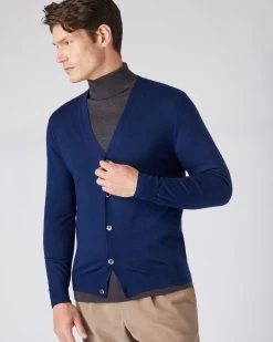 Men's Curzon Fine Gauge Cashmere Cardigan French Blue