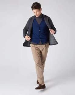 Men's Curzon Fine Gauge Cashmere Cardigan French Blue -Cozy Fashion Shop AW23 NPG000131R F72 3