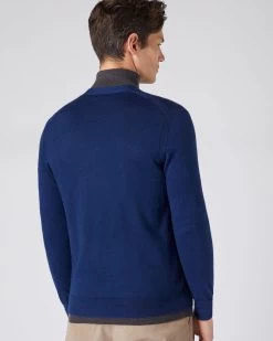 Men's Curzon Fine Gauge Cashmere Cardigan French Blue -Cozy Fashion Shop AW23 NPG000131R F72 4