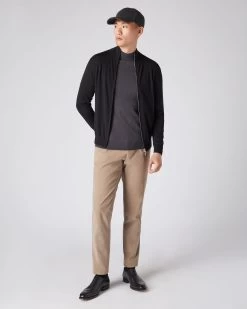 Men's Hyde Fine Gauge Cashmere Full Zip Jumper Black -Cozy Fashion Shop AW23 NPG000211RC BLK 3